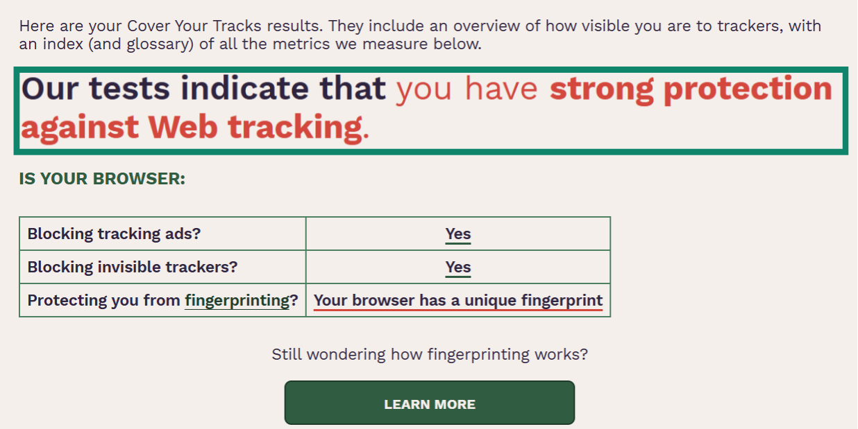 A passing tracker protection test.