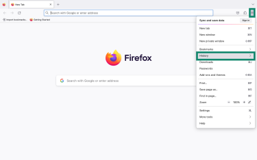 Clear recent history in Firefox on desktop.