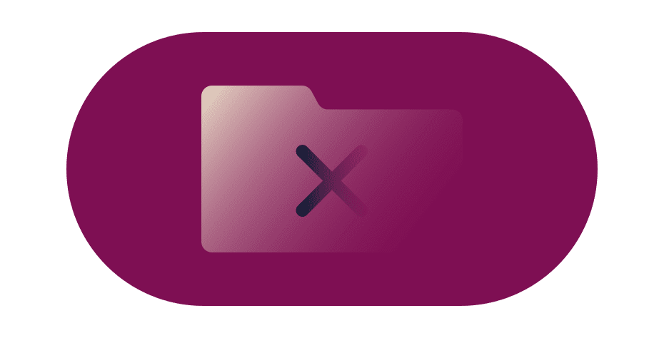 Kors-symbol over et mappeikon.