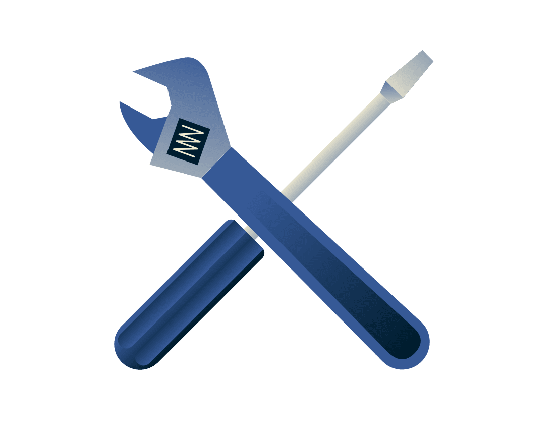 Chave de fendas e chave inglesa.