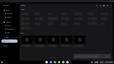 The Chromebook window showing the list of files and folders on a connected Android phone.