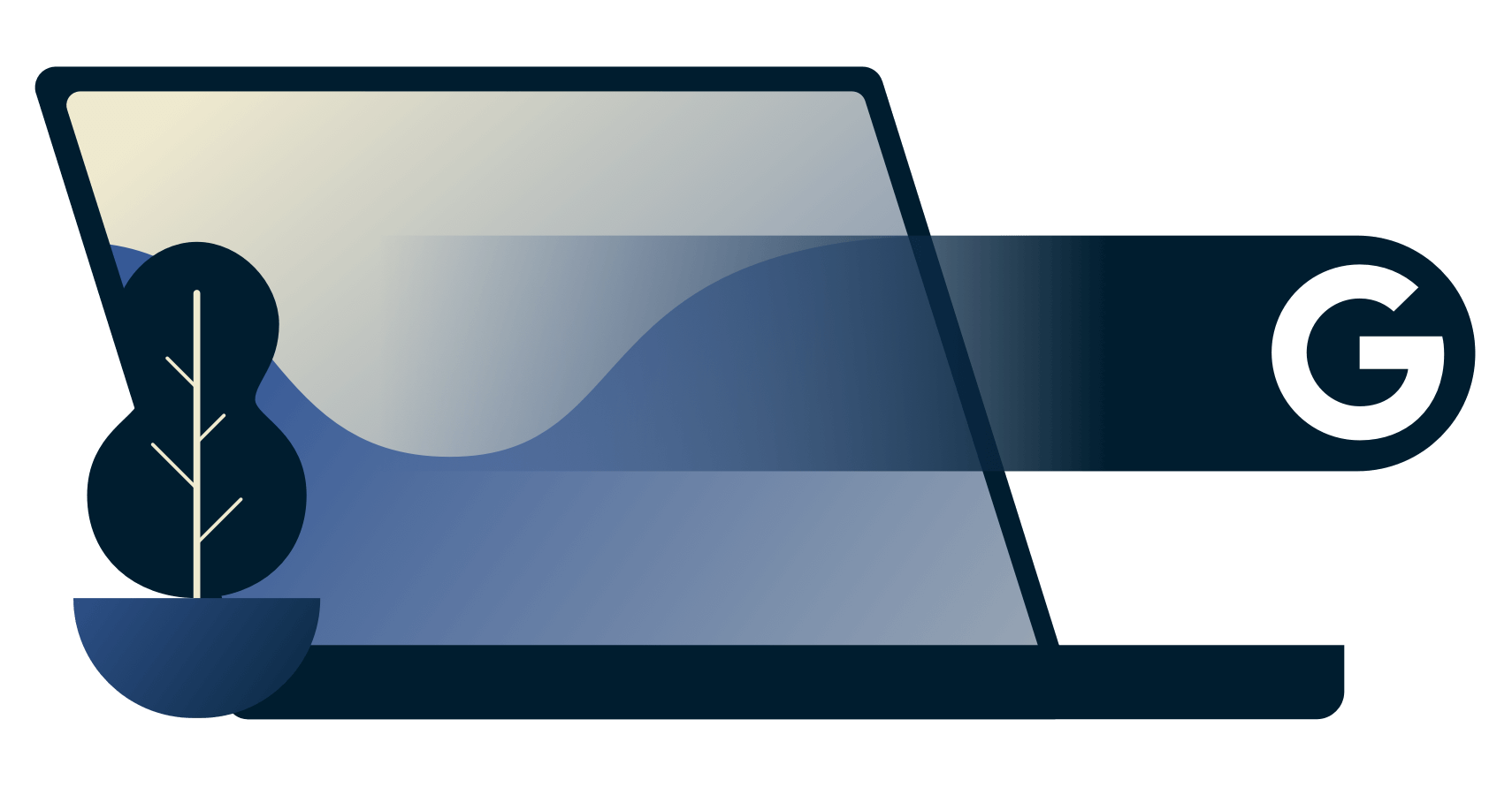 Googlen kuvake tulee ulos kannettavasta tietokoneesta.