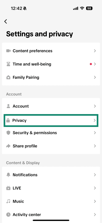 Tap on the Privacy tab to find Location Services.
