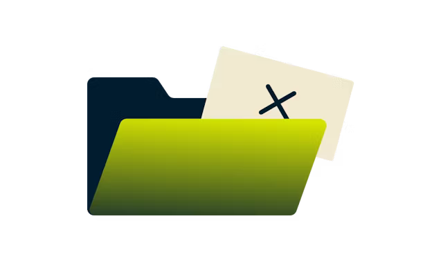 緑色のファイルを開き、クロスマークが描かれた紙を貼る。