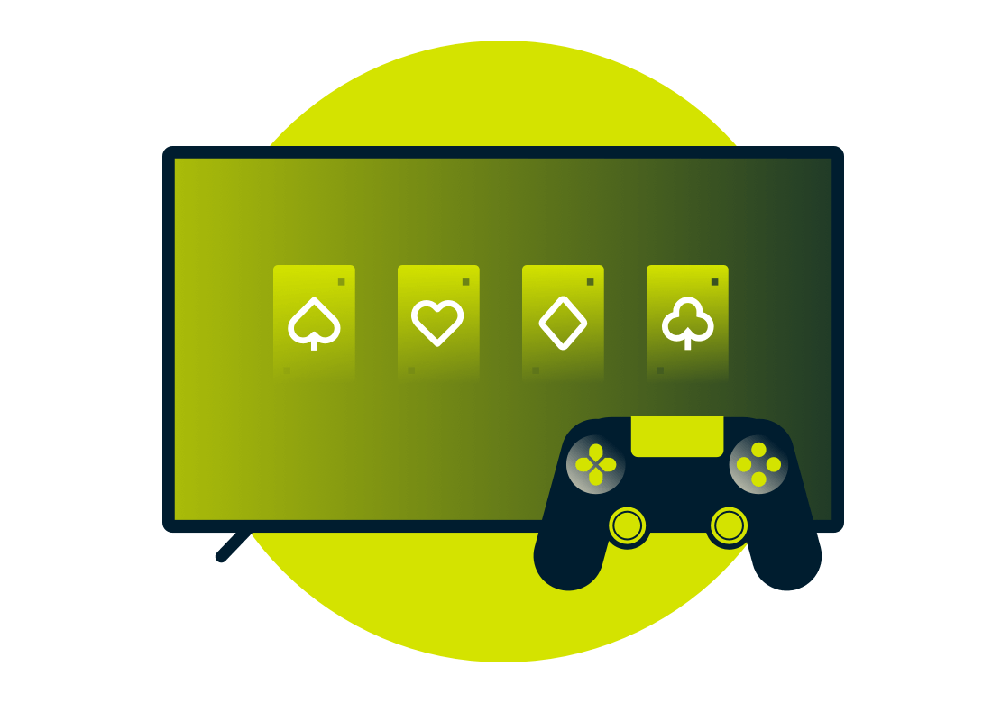 トランプのマークがモニターに表示されている