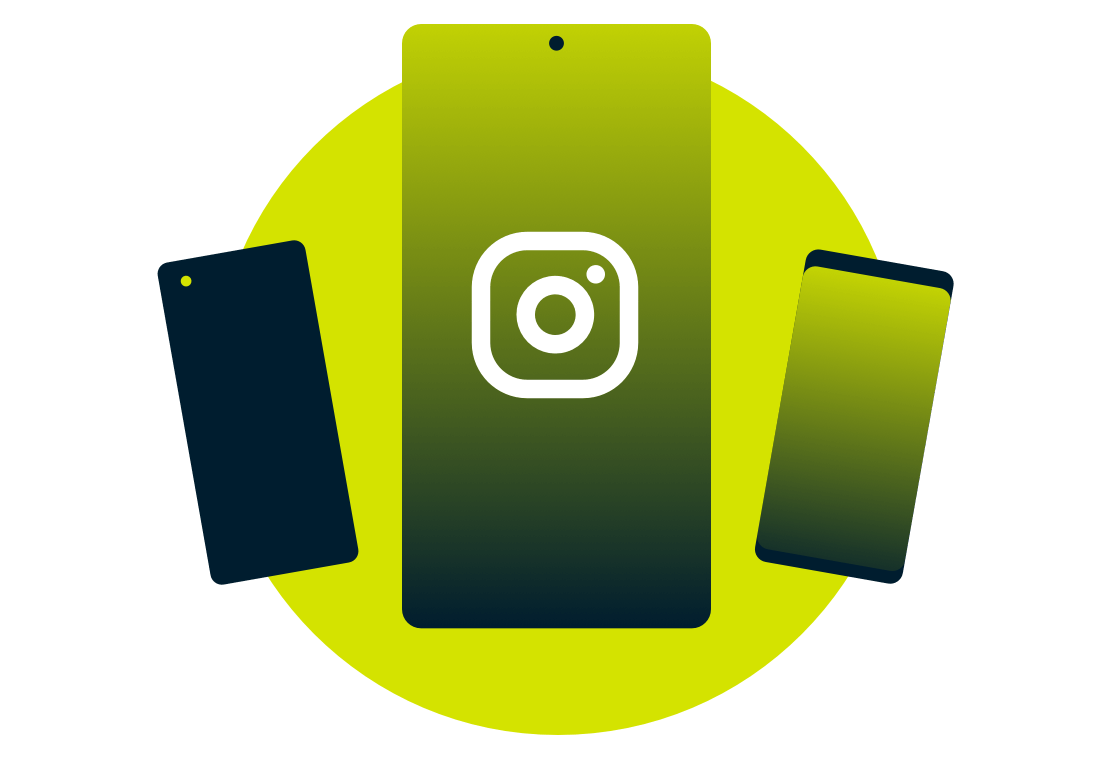 Mobile enheter med Instagram-logoen.