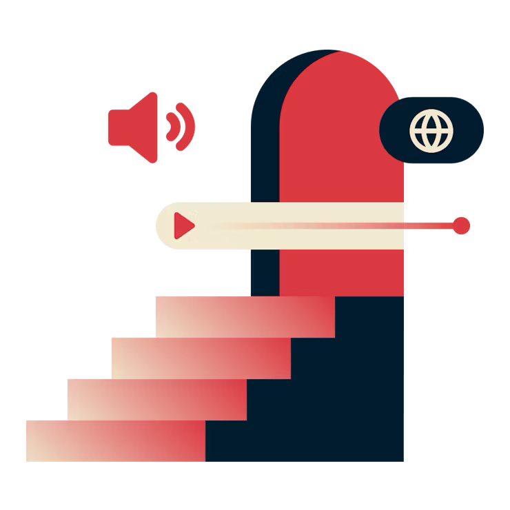 Guarda i contenuti da qualsiasi luogo: scale fino a una porta aperta, che rappresenta l'accesso.