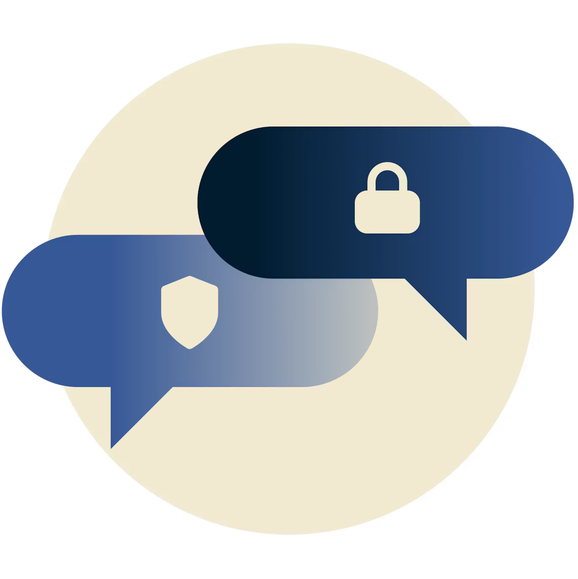 Bańki czatu z kłódką i tarczą.