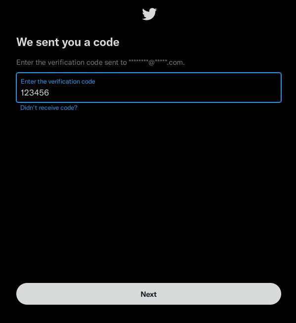 Enter Twitter verification code.