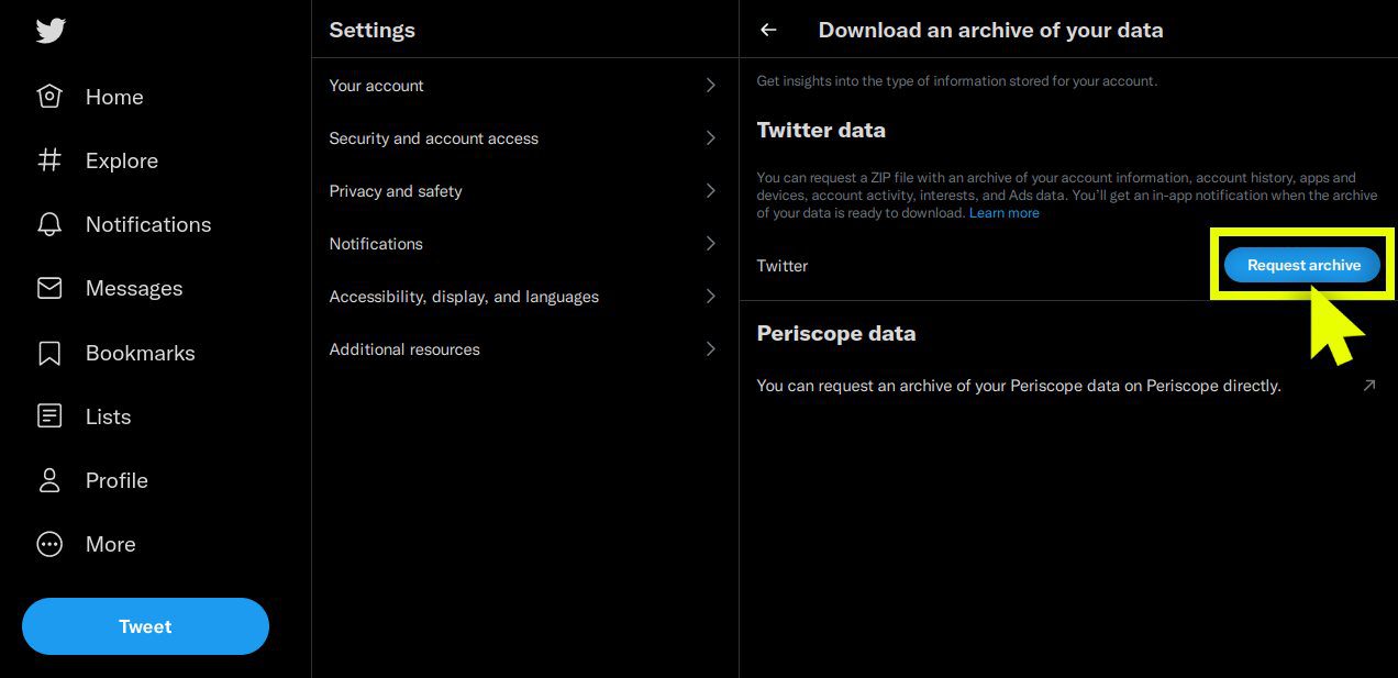 Request your Twitter archive data.