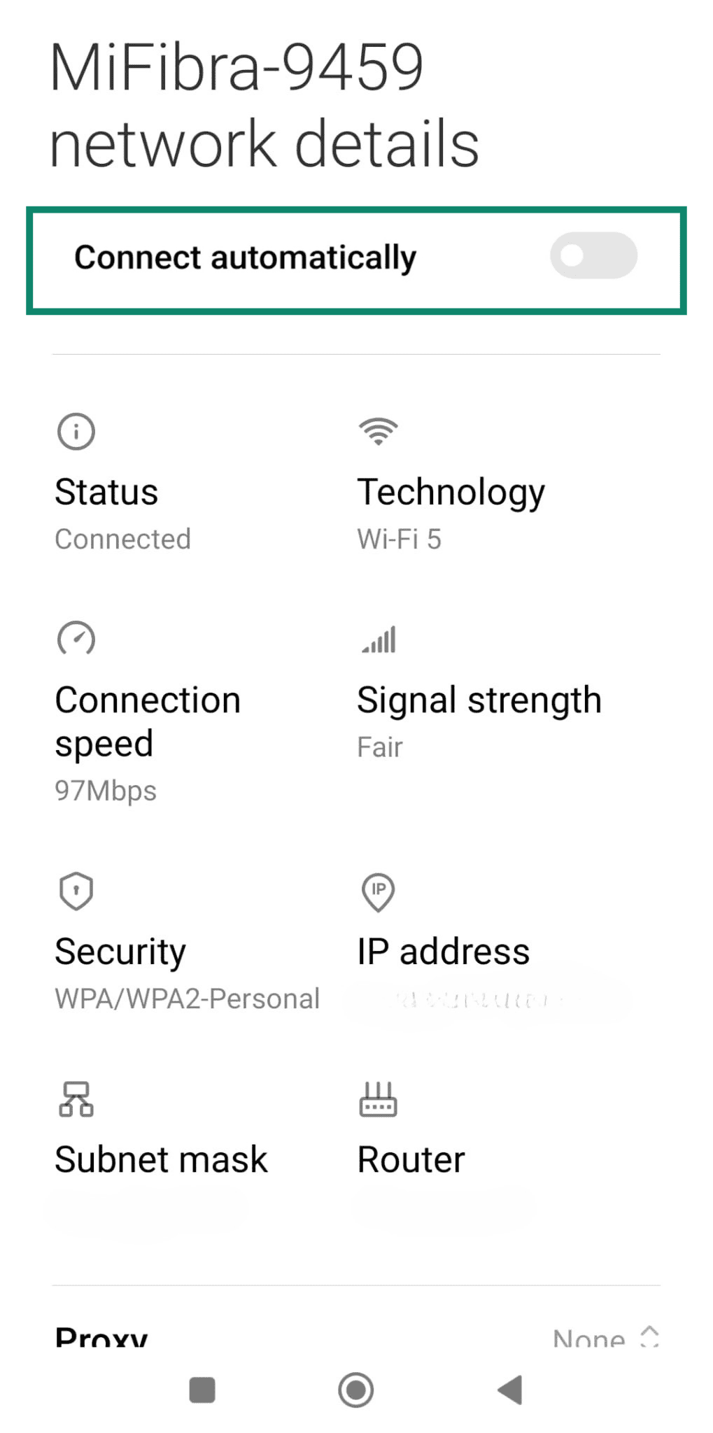 Android screen showing 