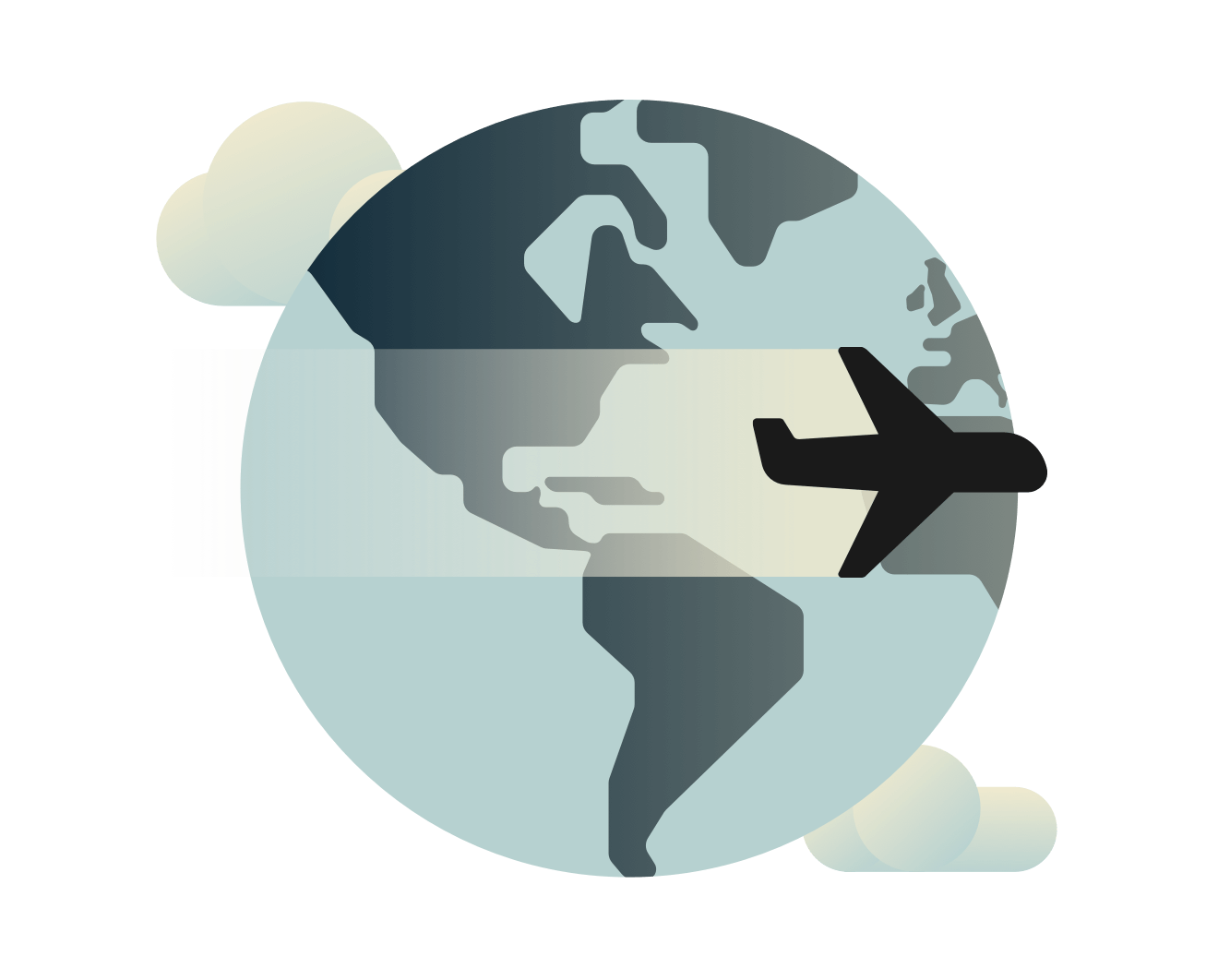 Самолет летит над миром.